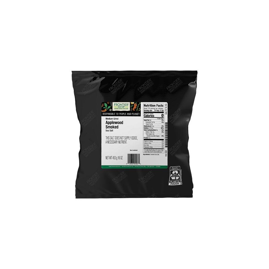 Frontier Co-op Applewood Smoked Sea Salt, Medium Grind 1 lb
