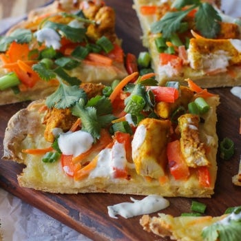 Thai Chicken Flatbread with Cilantro Lime Crema