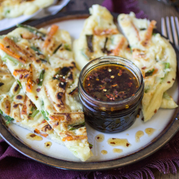 Korean Pancakes with Spicy Dipping Sauce