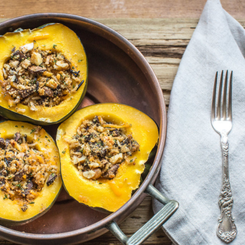 Savory Mushroom and Wild Rice Stuffed Squash