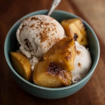 Grilled Peaches with Vegan Cinnamon Ice Cream