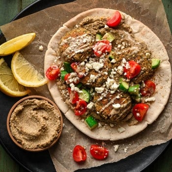 Baked Falafel with Za’atar and Roasted Cauliflower Dip