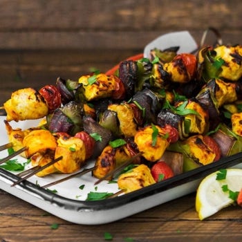 Grilled Turmeric Saffron Chicken Kebabs