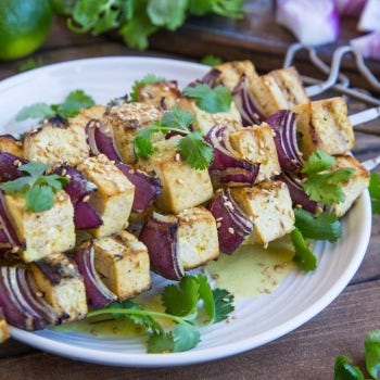 Grilled Vegan Coconut Curry Tofu Skewers