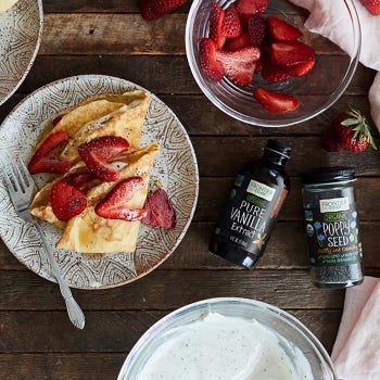 Crepes with Vanilla Creme and Strawberry Poppy Seed Filling