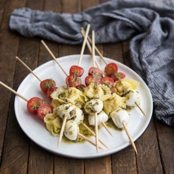 Tortellini Caprese Salad Skewers with Herb Vinaigrette