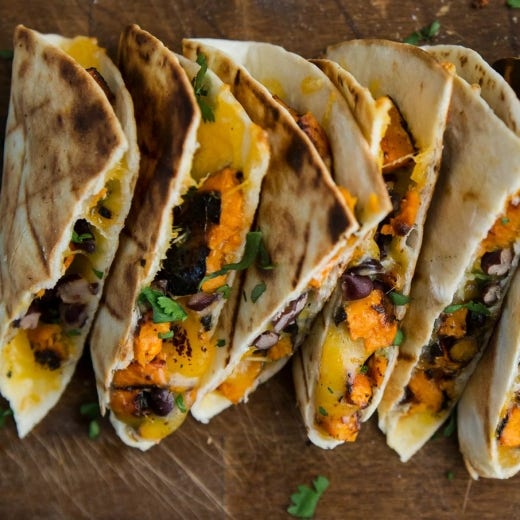 Grilled Black Bean and Sweet Potato Quesadillas