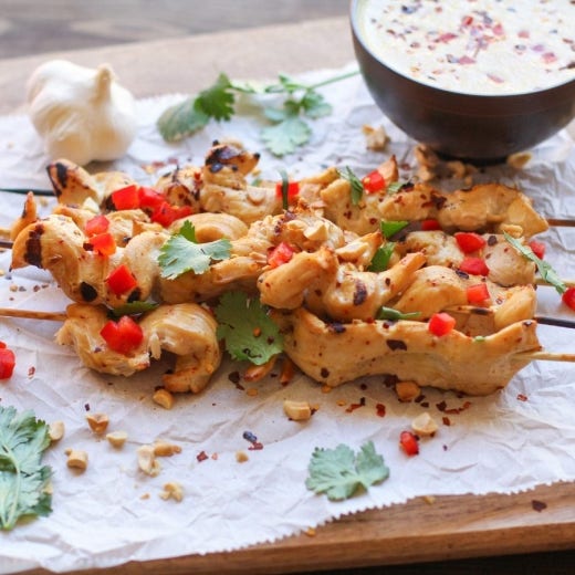 Chicken Satay Skewers with Spicy Peanut Sauce Chicken Satay Skewers with Spicy Peanut Sauce
