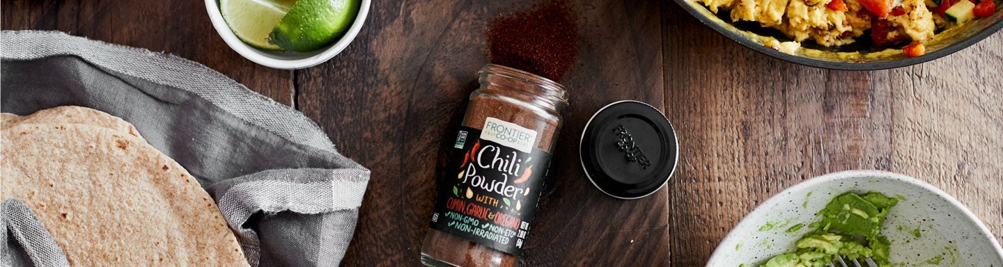 Bottle of Frontier Co-op chili powder